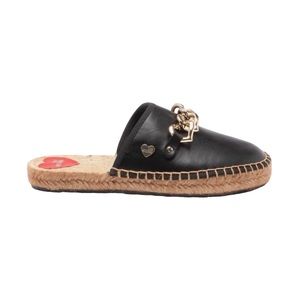 Love Moschino Chain Espadrille Mule Black Leather Shoes Women’s Size 6